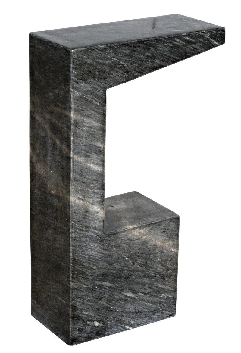 Aero Grey Marble Accent Side Table, B Side Tables LOOMLAN By Noir