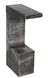 Aero Grey Marble Accent Side Table, B Side Tables LOOMLAN By Noir