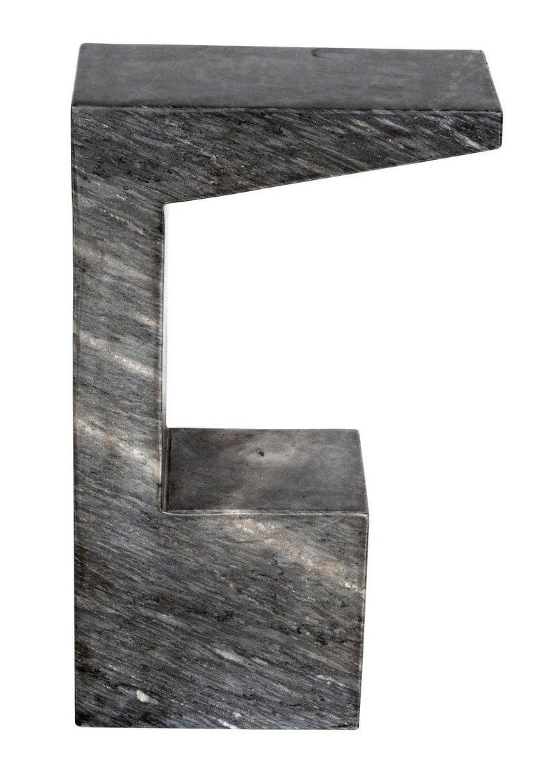 Aero Grey Marble Accent Side Table, B Side Tables LOOMLAN By Noir