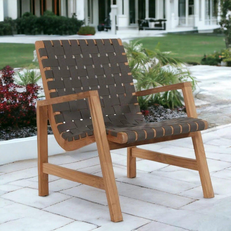 Aero Teak Outdoor Woven Chat Armchair Outdoor Accent Chairs LOOMLAN By HiTeak