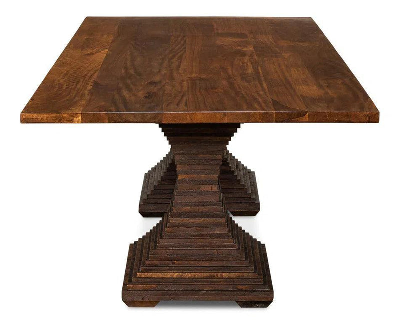 Aesthetic Rectangular Pedestal Dining Table Dining Tables LOOMLAN By Sarreid