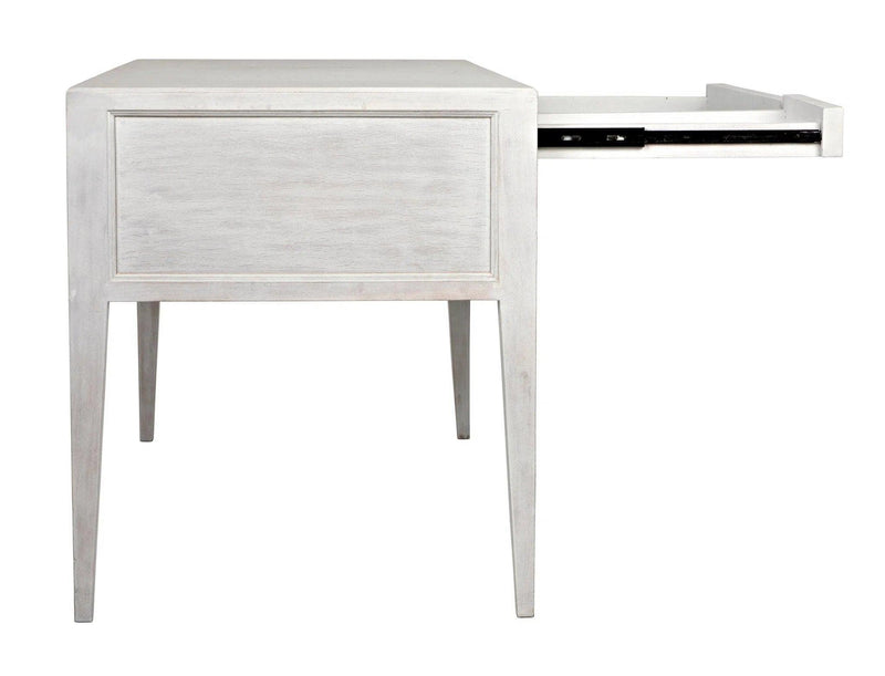 Africa Desk, White Wash Writing Table With Drawers Home Office Desks LOOMLAN By Noir