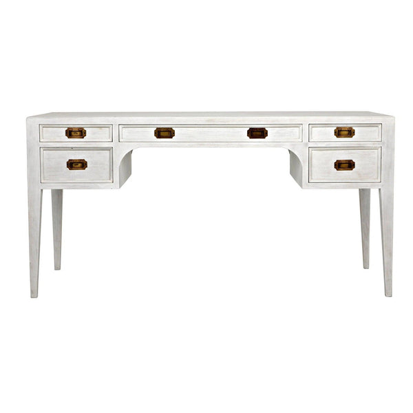 Africa Desk, White Wash Writing Table With Drawers Home Office Desks LOOMLAN By Noir