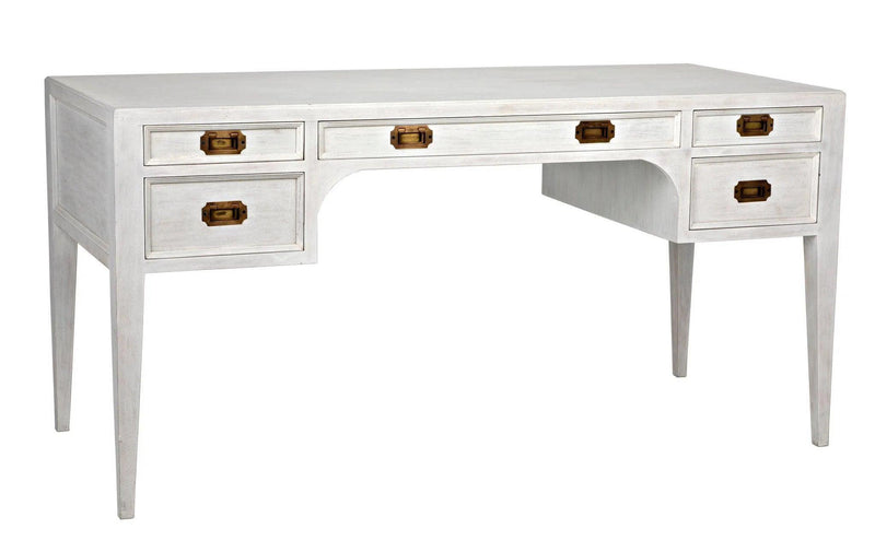 Africa Desk, White Wash Writing Table With Drawers Home Office Desks LOOMLAN By Noir