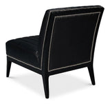 Agave Leather Black Armless Slipper Chair Club Chairs LOOMLAN By Sarreid