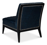 Agave Leather Blue Armless Slipper Chair Club Chairs LOOMLAN By Sarreid
