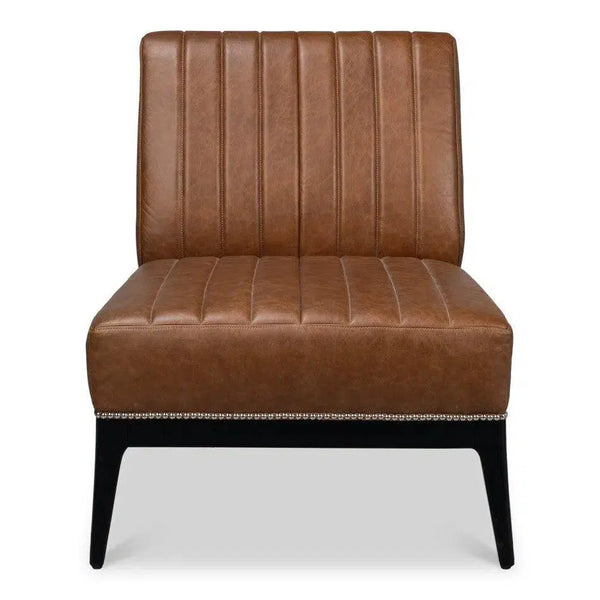 Agave Slipper Accent Chair In Distilled Leather Accent Chairs LOOMLAN By Sarreid