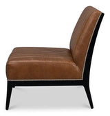 Agave Slipper Accent Chair In Distilled Leather Accent Chairs LOOMLAN By Sarreid