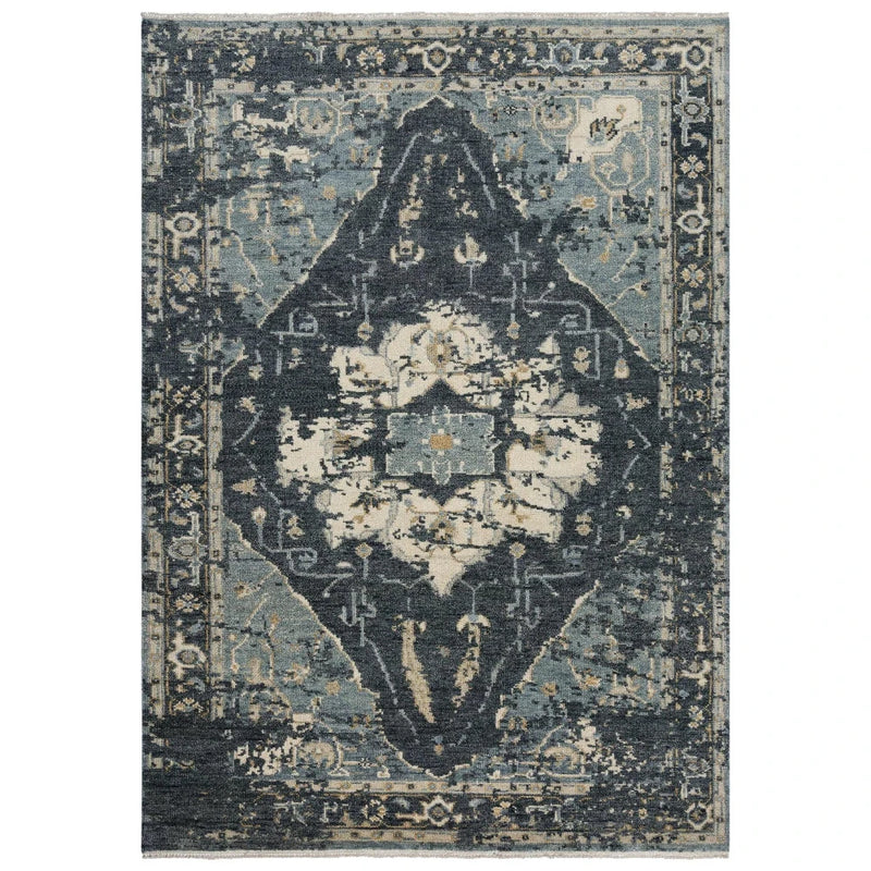 Agay Medallion Dark Blue Large Area Rugs For Living Room Area Rugs LOOMLAN By LOOMLAN