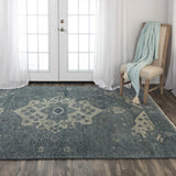 Agio Medallion Dark Blue Large Area Rugs For Living Room Area Rugs LOOMLAN By LOOMLAN