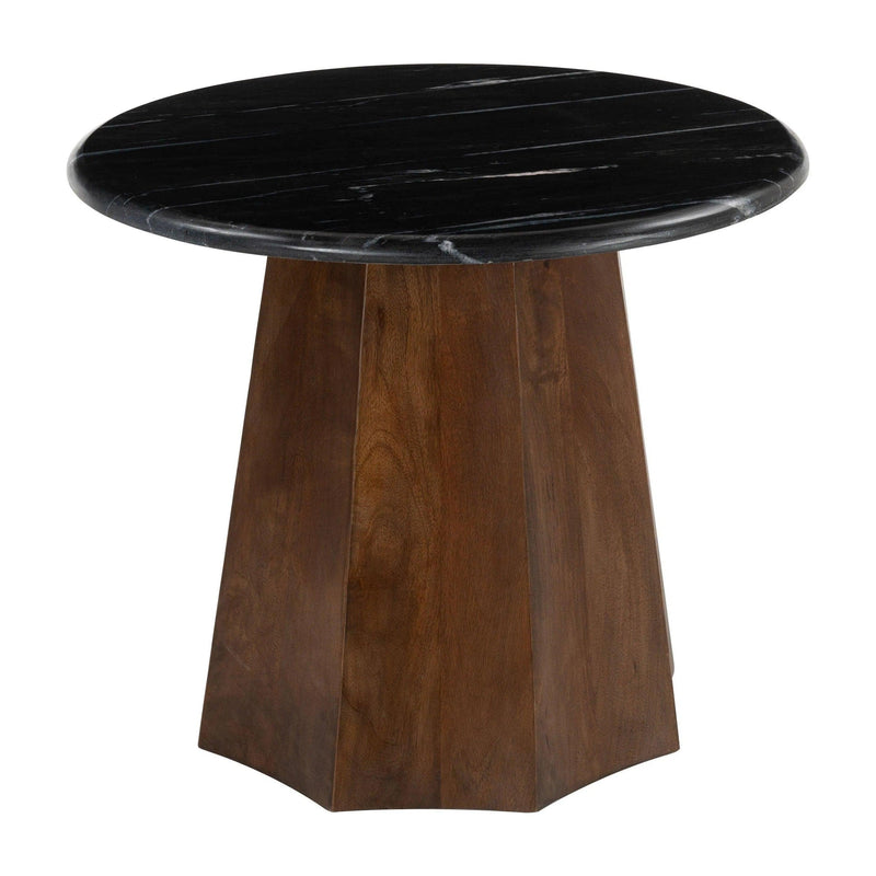 Aipe Accent Table Black & Brown with Marble Finish Side Tables LOOMLAN By Zuo Modern