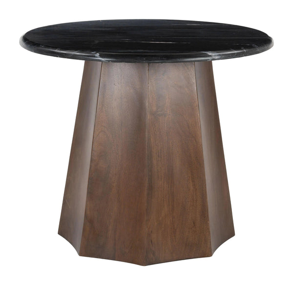 Aipe Accent Table Black & Brown with Marble Finish Side Tables LOOMLAN By Zuo Modern