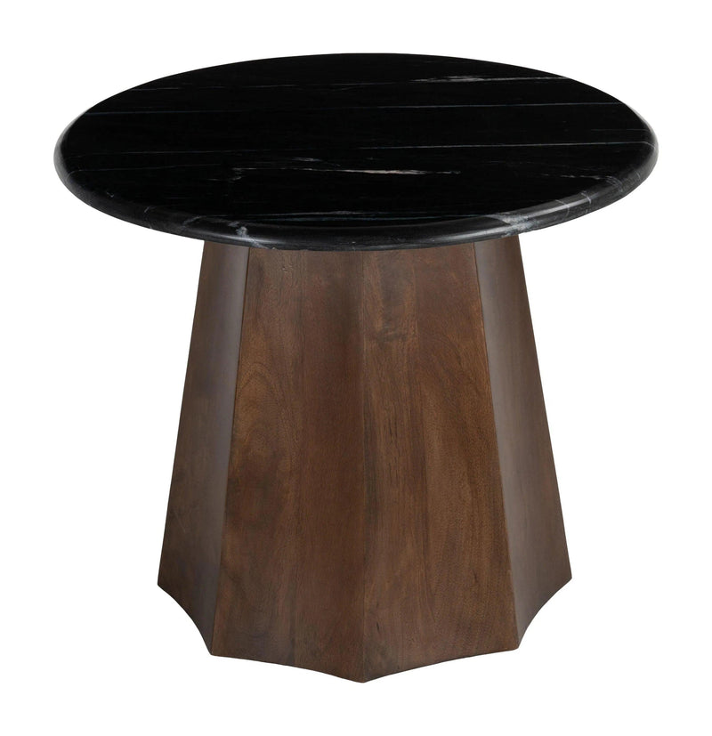 Aipe Accent Table Black & Brown with Marble Finish Side Tables LOOMLAN By Zuo Modern