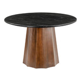 Aipe Black and Brown Wood Round Dining Table Dining Tables LOOMLAN By Zuo Modern