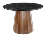 Aipe Black and Brown Wood Round Dining Table Dining Tables LOOMLAN By Zuo Modern