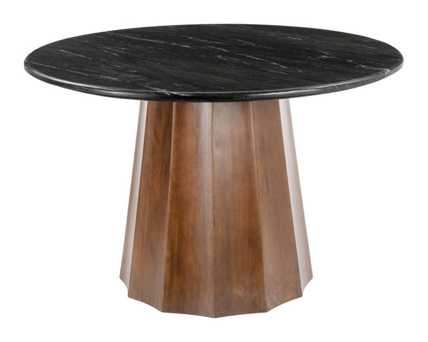 Aipe Black and Brown Wood Round Dining Table Dining Tables LOOMLAN By Zuo Modern