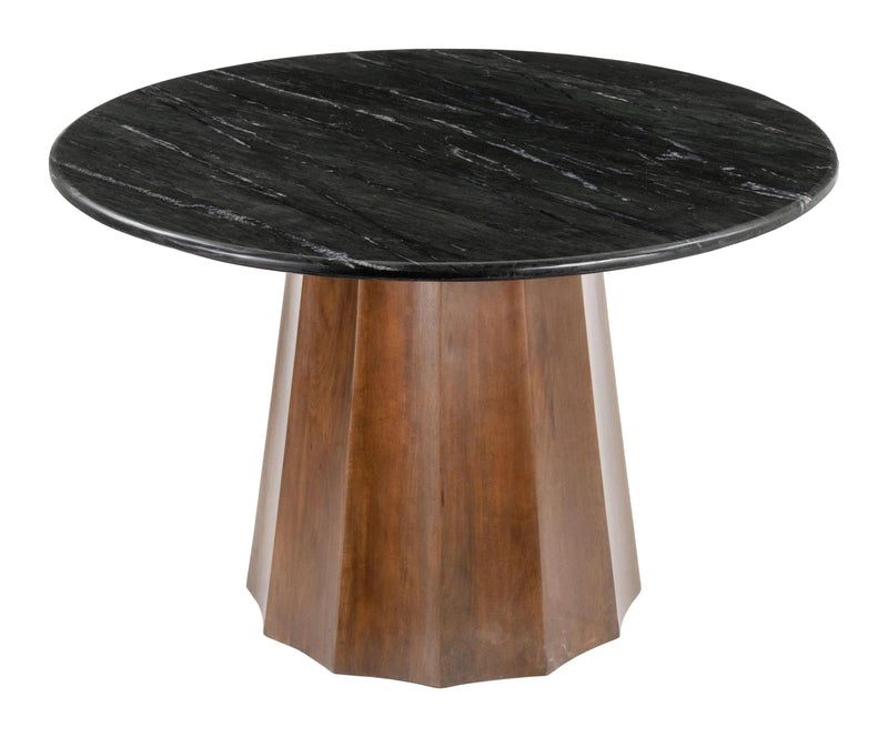 Aipe Black and Brown Wood Round Dining Table Dining Tables LOOMLAN By Zuo Modern