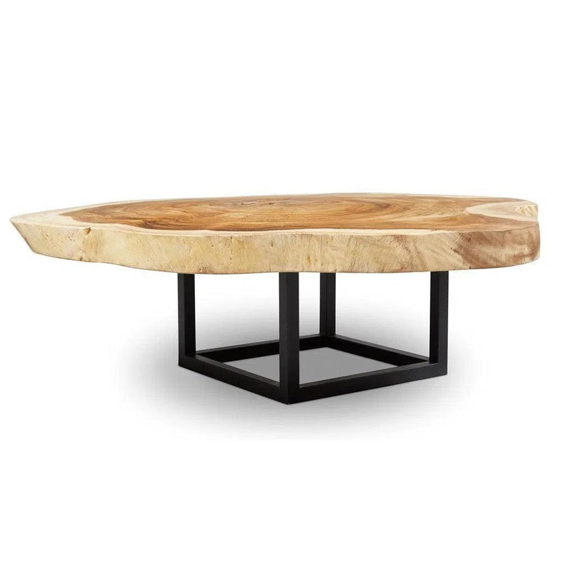 Akara Natural Solid Chamcha Wooden Geometric Coffee Table Coffee Tables LOOMLAN By Urbia