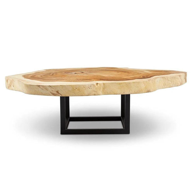 Akara Natural Solid Chamcha Wooden Geometric Coffee Table Coffee Tables LOOMLAN By Urbia