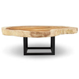 Akara Natural Solid Chamcha Wooden Geometric Coffee Table Coffee Tables LOOMLAN By Urbia