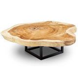 Akara Natural Solid Chamcha Wooden Geometric Coffee Table Coffee Tables LOOMLAN By Urbia