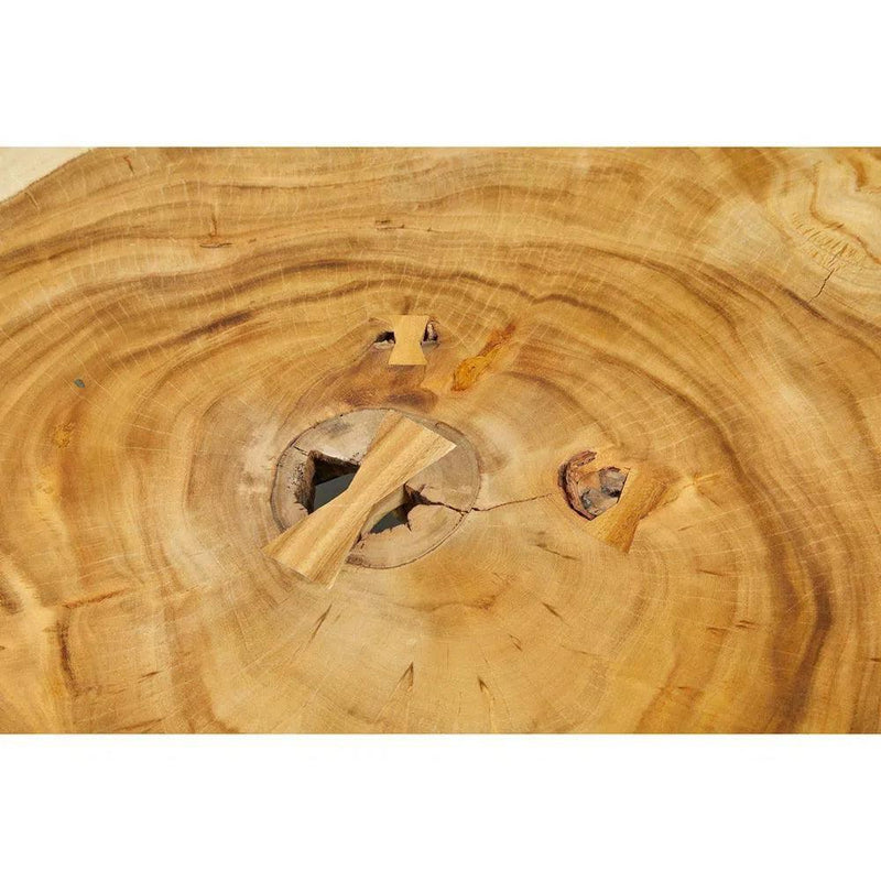 Akara Natural Solid Chamcha Wooden Geometric Coffee Table Coffee Tables LOOMLAN By Urbia