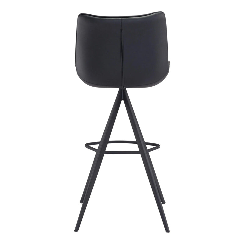 Aki Leather Upholstered Black Bar Chair (Set of 2) Bar Stools LOOMLAN By Zuo Modern