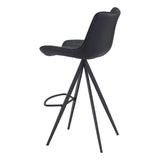 Aki Leather Upholstered Black Bar Chair (Set of 2) Bar Stools LOOMLAN By Zuo Modern