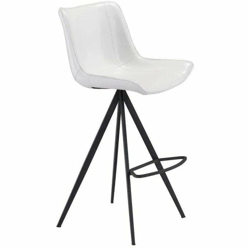 Aki White & Black Bar Chair (Set of 2) Bar Stools LOOMLAN By Zuo Modern