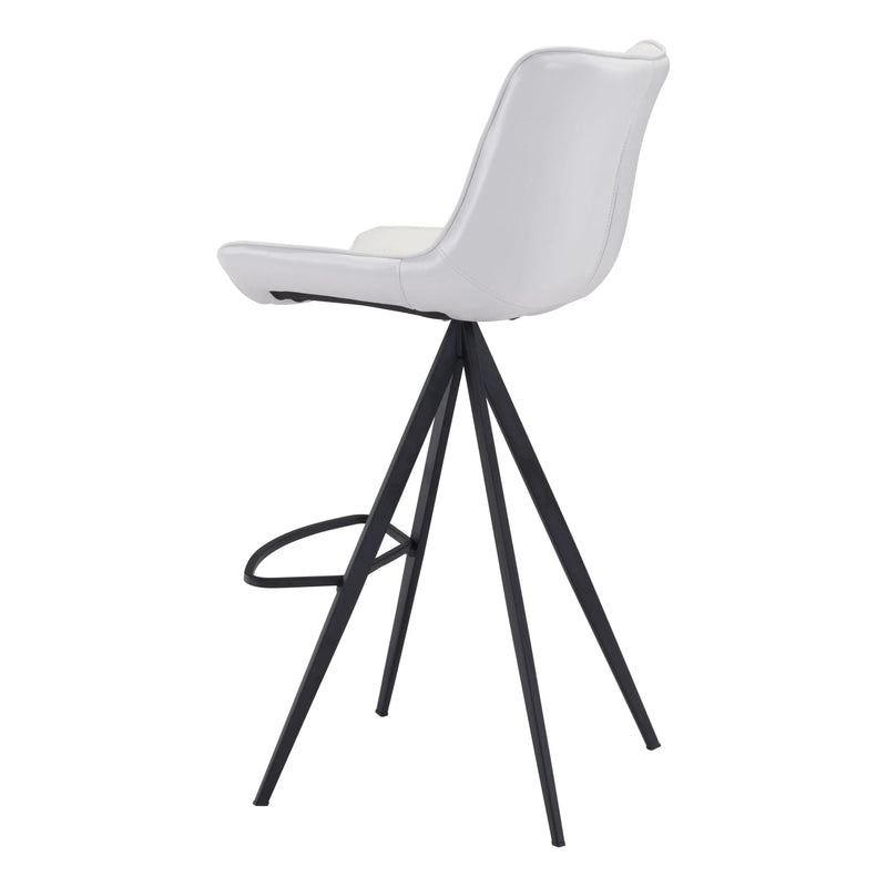 Aki White & Black Bar Chair (Set of 2) Bar Stools LOOMLAN By Zuo Modern