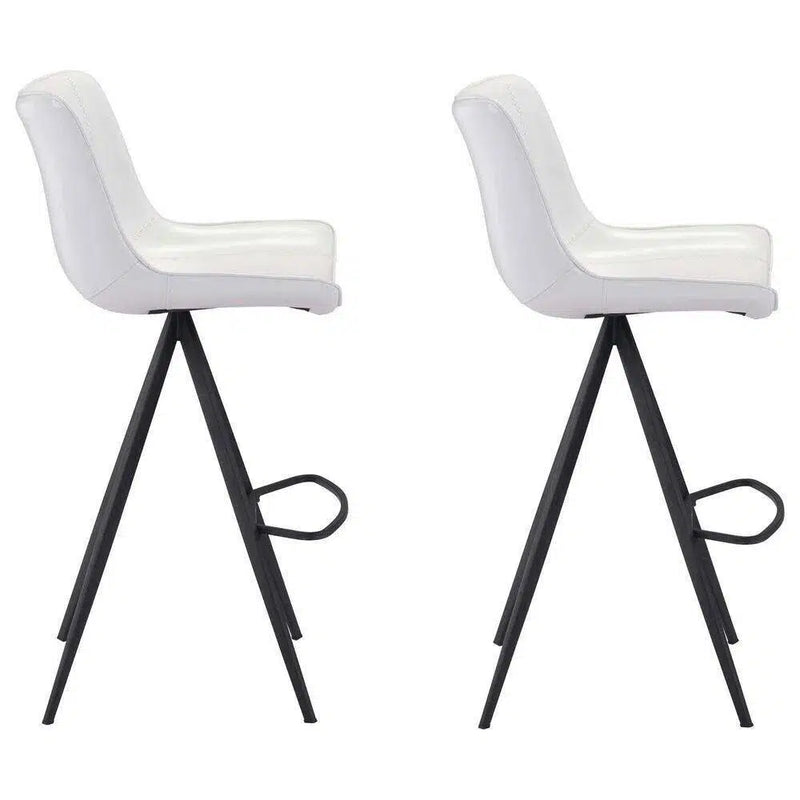 Aki White & Walnut Bar Chair (Set of 2) Bar Stools LOOMLAN By Zuo Modern