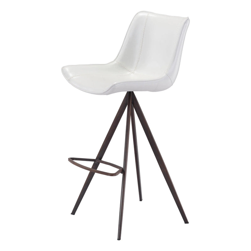 Aki White & Walnut Bar Chair (Set of 2) Bar Stools LOOMLAN By Zuo Modern