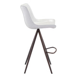 Aki White & Walnut Bar Chair (Set of 2) Bar Stools LOOMLAN By Zuo Modern