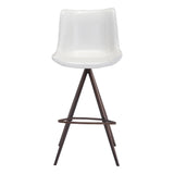 Aki White & Walnut Bar Chair (Set of 2) Bar Stools LOOMLAN By Zuo Modern