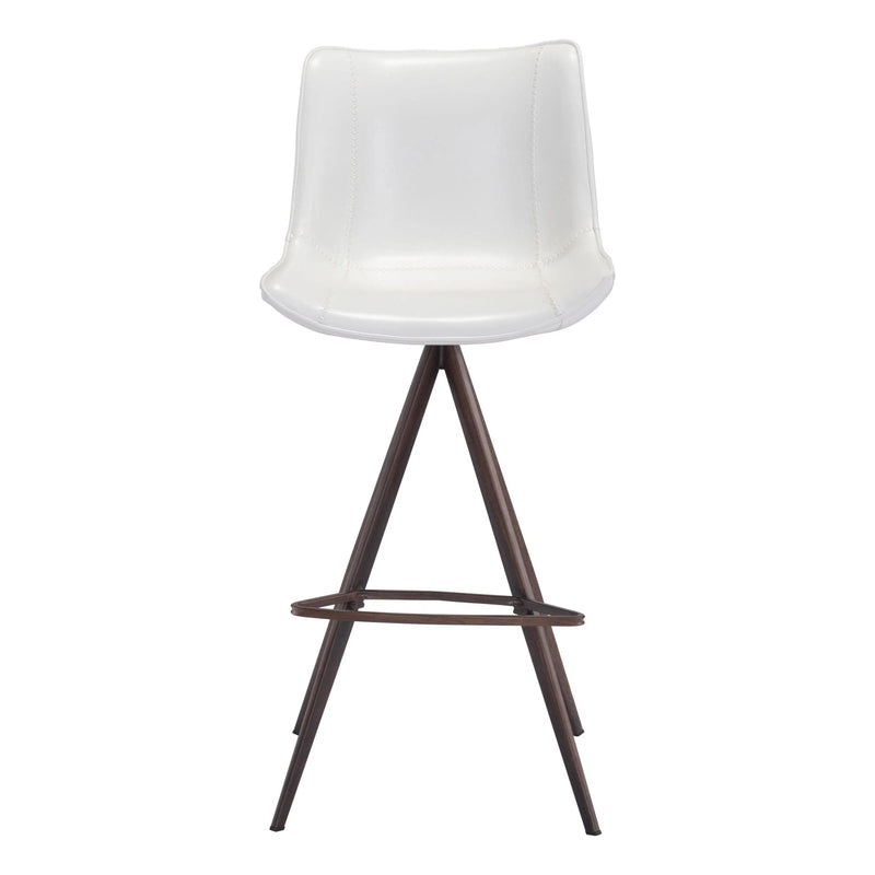 Aki White & Walnut Bar Chair (Set of 2) Bar Stools LOOMLAN By Zuo Modern