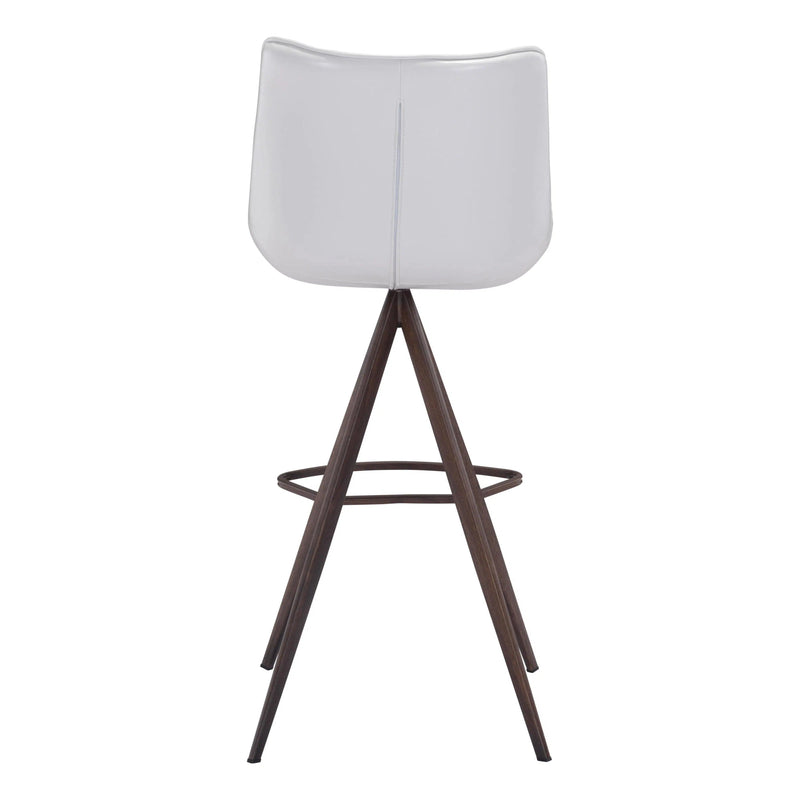 Aki White & Walnut Bar Chair (Set of 2) Bar Stools LOOMLAN By Zuo Modern