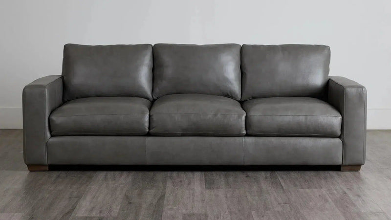 Alabama High Back Leather Sofa Dark Gray Made In the USA Sofas & Loveseats LOOMLAN By Uptown Sebastian