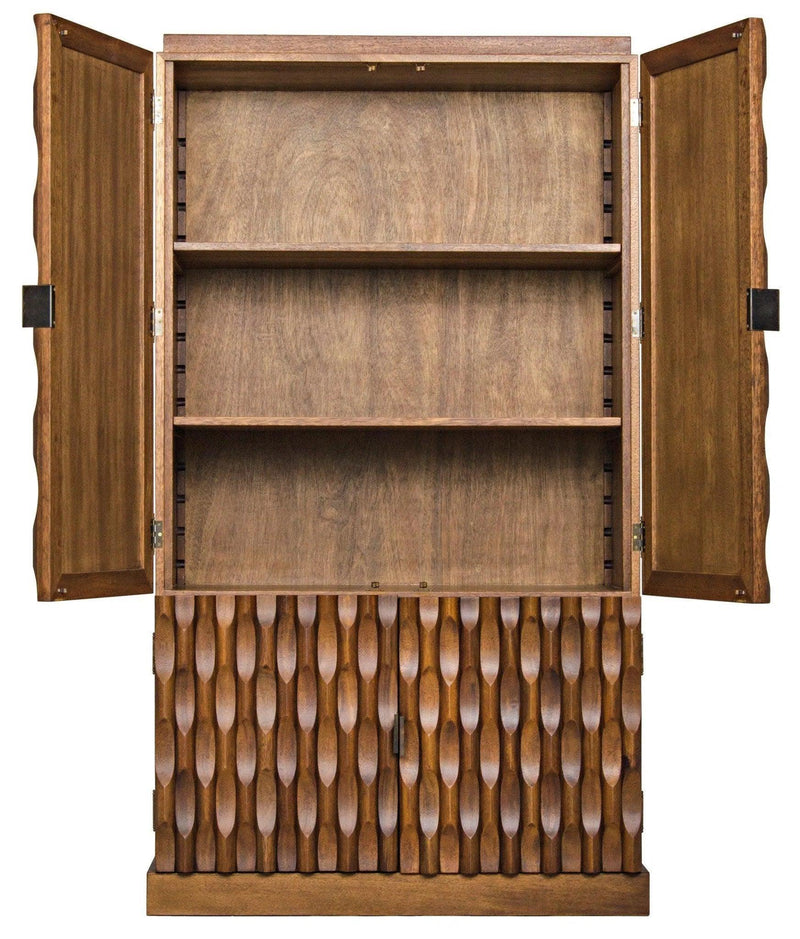 Alameda Wood Dark Walnut Hutch Etageres LOOMLAN By Noir