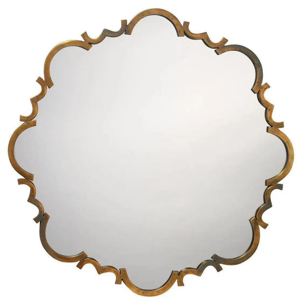 Albans Gold Round Mirror - Brass Wall Mirror Wall Mirrors LOOMLAN By Jamie Young