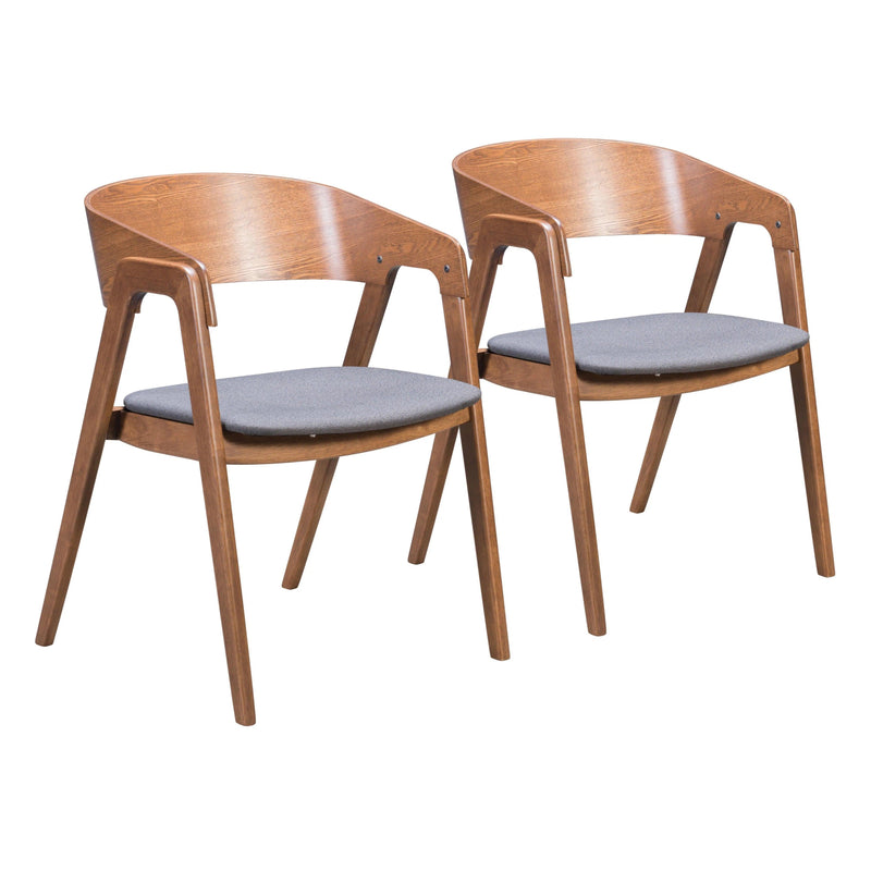 Alden Dining Arm Chair (Set of 2) Walnut & Dark Gray Dining Chairs LOOMLAN By Zuo Modern