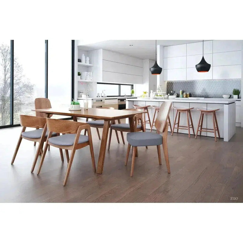 Alden Dining Arm Chair (Set of 2) Walnut & Dark Gray Dining Chairs LOOMLAN By Zuo Modern