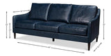 Alehandro Leather and Wood Blue Sofa Sofas & Loveseats LOOMLAN By Sarreid