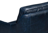 Alehandro Leather and Wood Blue Sofa Sofas & Loveseats LOOMLAN By Sarreid