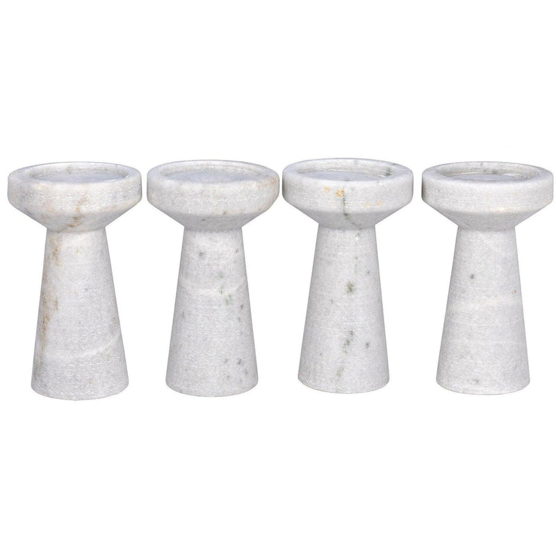 Aleka Decorative Marble White Candle Holder (Set of 4) Lanterns LOOMLAN By Noir