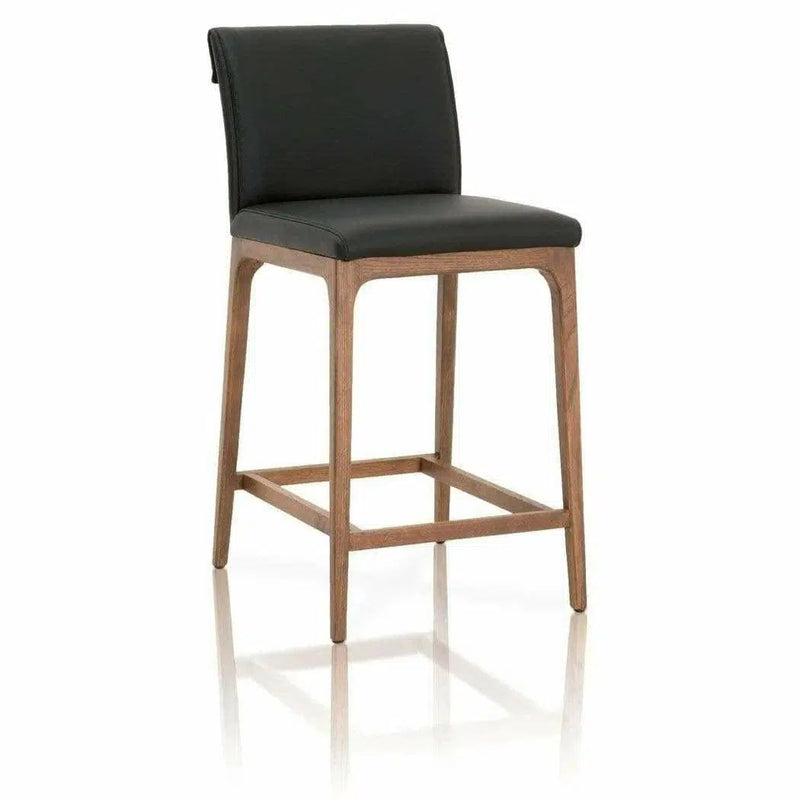 Alex Counter Stool Sable Top Grain Leather Walnut Counter Stools LOOMLAN By Essentials For Living