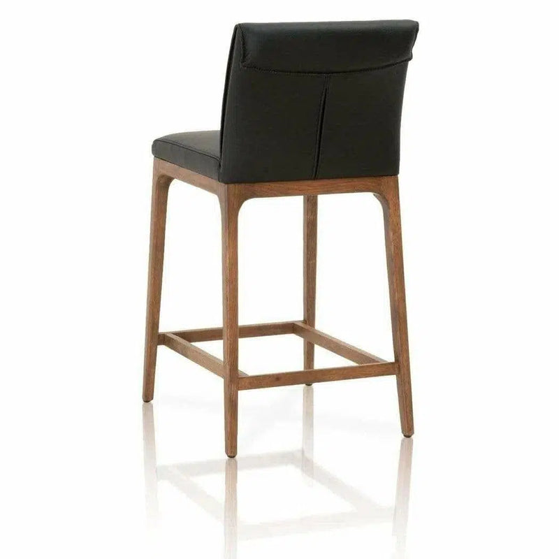 Alex Counter Stool Sable Top Grain Leather Walnut Counter Stools LOOMLAN By Essentials For Living