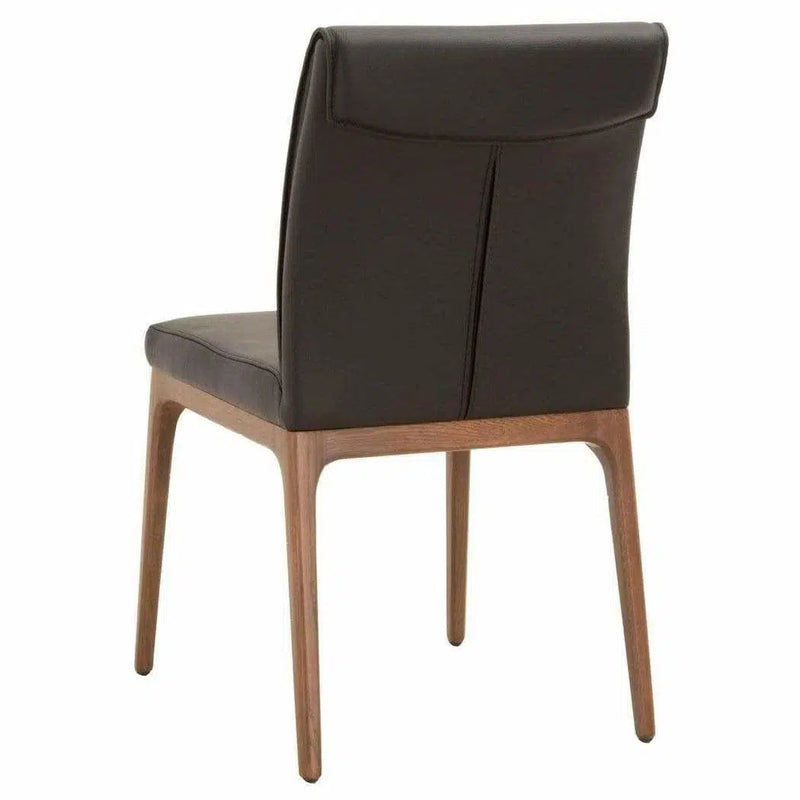 Alex Dining Chair Set of 2 Sable Top Grain Leather Walnut Dining Chairs LOOMLAN By Essentials For Living