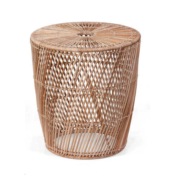 Aleyna Wicker Brown Round End Table Side Tables LOOMLAN By Bassett Mirror