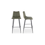 Alibi Vegan Leather Upholstered Barstool (Set of 2) Bar Stools LOOMLAN By Moe's Home