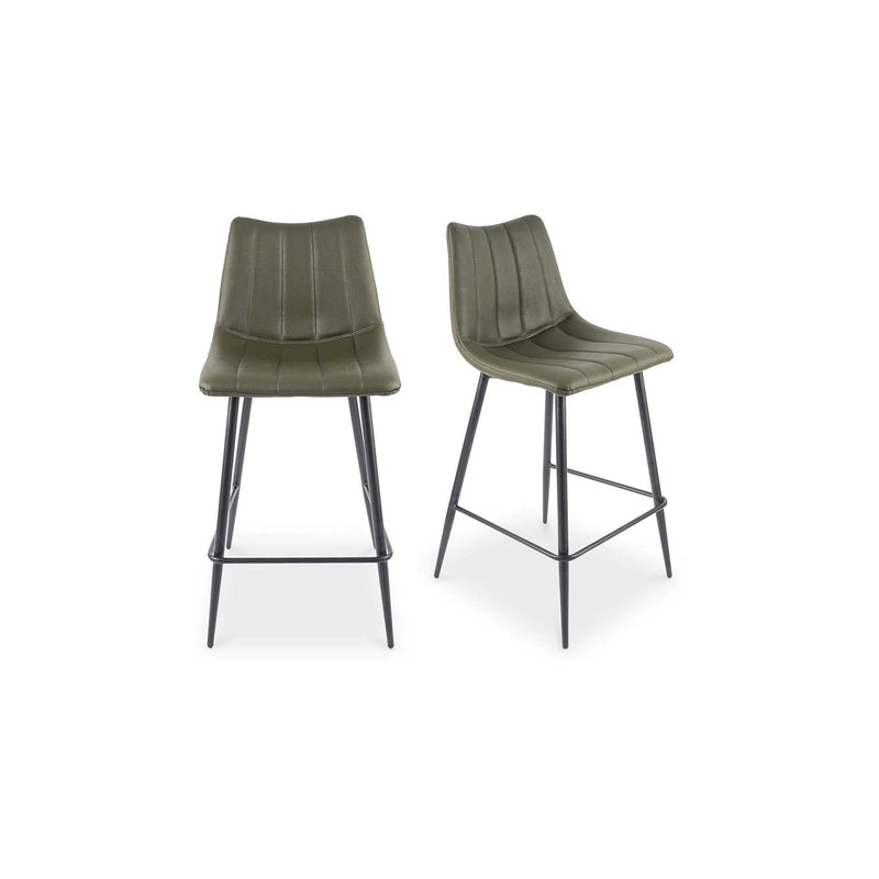 Alibi Vegan Leather Upholstered Counter Stool (Set of 2) Counter Stools LOOMLAN By Moe's Home